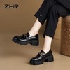 ZHR厚底乐福鞋女鞋秋季新款一脚蹬女鞋英伦风小皮鞋厚底增高 商品缩略图1