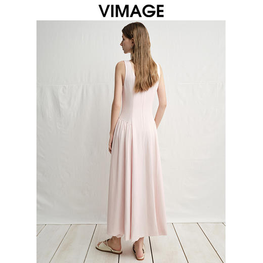 VIMAGE纬漫纪低腰压着长裙U型领显瘦宽肩带连衣裙2025夏季新款V2377904 商品图4