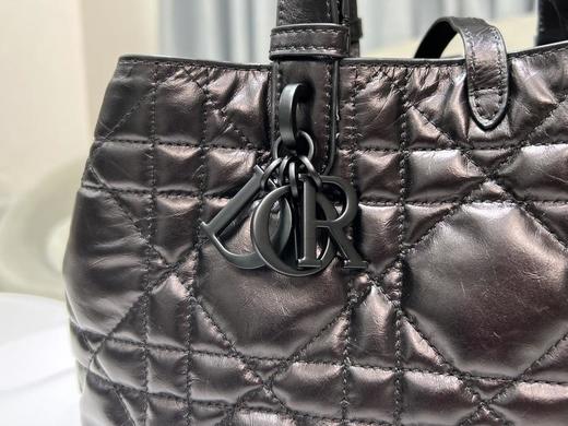 迪奥Toujours手袋皱漆黑色牛皮革（HH） 商品图5