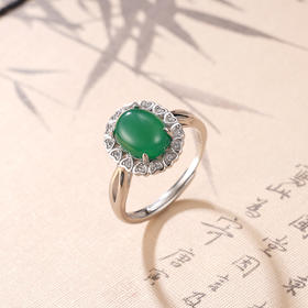 子佩集S925银【牵手情】戒指纯银【JZ016071】绿玉髓2501