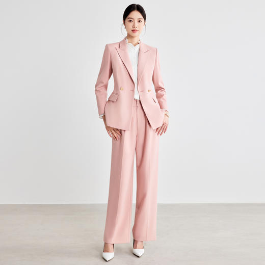IWY/粉色职业套装女士高级感长袖西装工作服职场通勤女神范西服套裤WCP093 商品图1