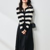 【高货sh】全新升级【铂金会员266/天猫359/差价93】(12000) 洛诗琳黑白条纹圆领针织开衫2025早春显瘦毛衣修身外套女 商品缩略图4