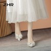 ZHR尖头蝴蝶结单鞋2023新款粗跟婚鞋中式百搭公主鞋一脚蹬女鞋子 商品缩略图8