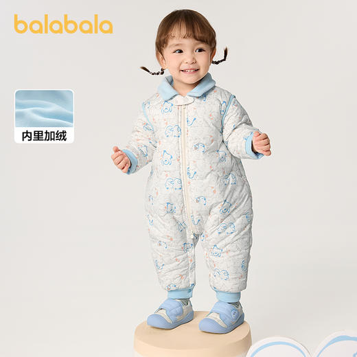 巴拉巴拉连体衣婴儿秋冬装外出加绒抱衣哈衣爬服新款保暖萌趣 商品图0