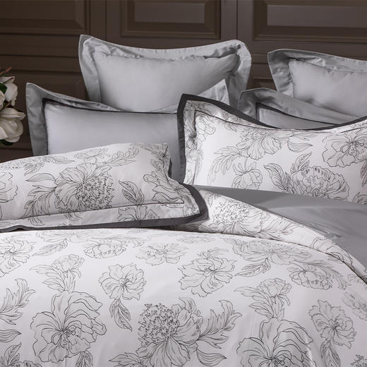 多喜爱 60S新绒棉四件套 素唯 轻奢 芬纳诺抗菌 缎纹工艺 专利床单 贡缎织造 精美拼框设计 光泽柔美顺滑 礼盒包装 商品图4