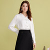 EITIE爱特爱优雅V领显瘦木耳边纯色百搭直筒衬衫上衣2025春季新款A2509501 商品缩略图1