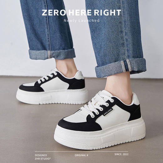 ZHR则则厚底小白鞋2024秋季新款轻便透气防滑百搭运动休闲鞋子女 商品图9