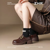 ZHR厚底乐福鞋女2025秋冬新款复古单鞋时尚英伦黑色小皮鞋一脚蹬 商品缩略图5