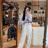 金蘑菇菇 梨声杳 垂垂裤/新中式暗纹提花松紧系带直筒裤 商品缩略图1