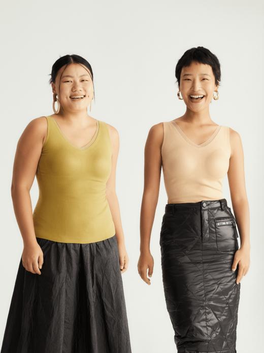 【亲友内购】半醒Ms背心02 文胸打底二合一深V双面磨毛背心IG0013 商品图1