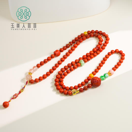 S925南红108颗圆珠约8mm项链 商品图0