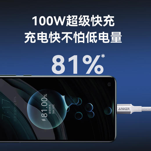 Anker安克 100W数据线适配华为荣耀16/15充电线iphone16车载快充超级线 A8051 商品图3