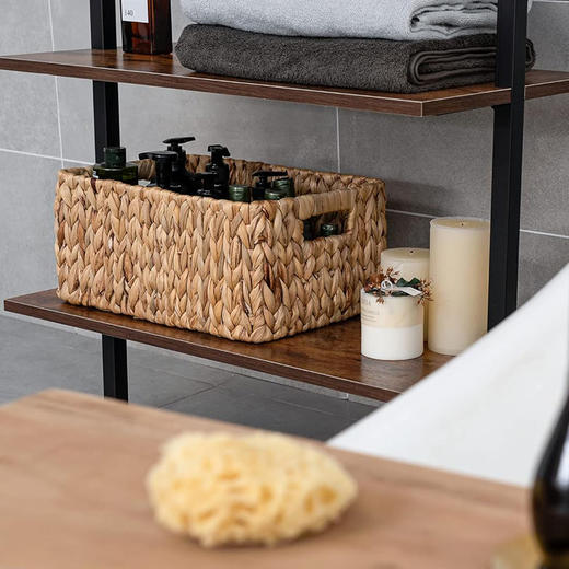 手工编织水葫芦藤编收纳盒 创意草编收纳篮可放卧室、浴室、食品储藏室、货架 商品图1