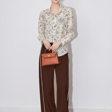 【高货wl】全新升级【铂金会员257/天猫339/差价82】(11832) 洛诗琳高级感星星绉印花衬衫2025春季通勤气质翻领上衣 商品图1