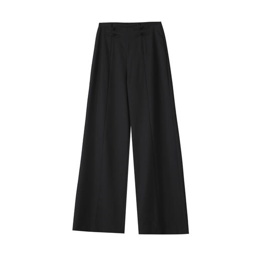 VIMAGE纬漫纪中式盘扣装饰设计感黑色微喇长裤休闲裤2025春季新款V2305901 商品图6