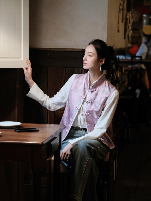 瑕疵|盛唐牡丹 |闲云野鹤宋锦对襟马甲[特价品] 商品图11