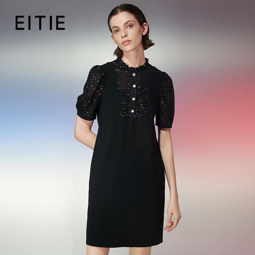 EITIE爱特爱夏季新款洋气镂空蕾丝显瘦收腰连衣裙7707417 商品图0