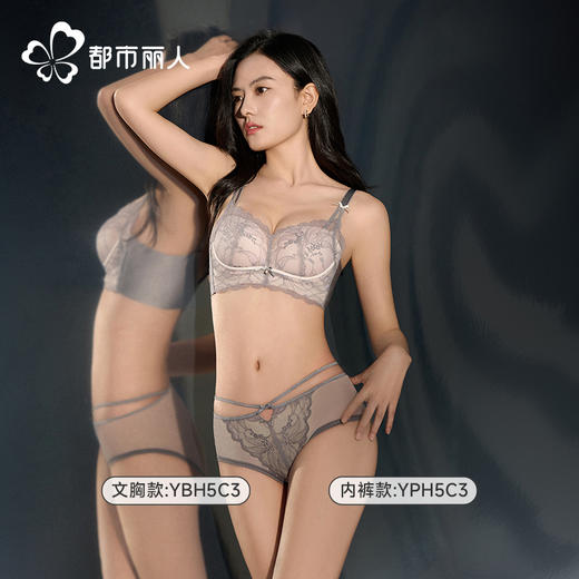 都市丽人内衣B:中厚C:薄蕾丝聚拢升杯无钢圈常规文胸YBH5C3 商品图2