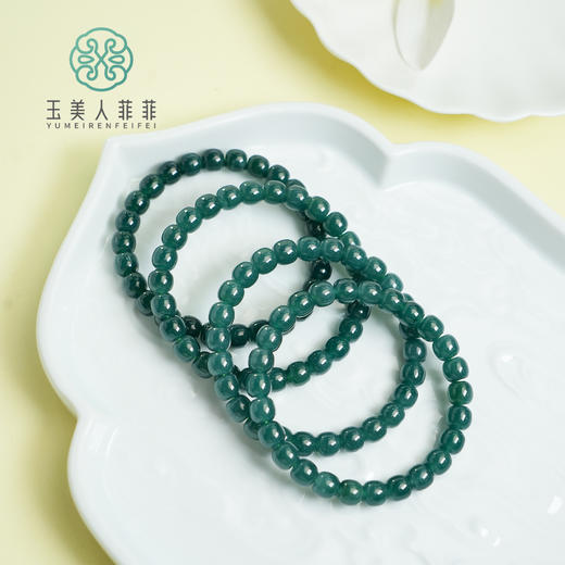 翡翠单圈老型珠手串约7*8mm 商品图0