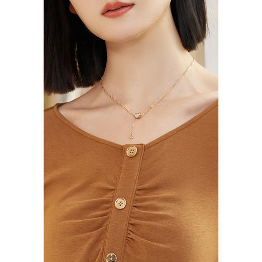 米思阳2026春季新款简约百搭T恤天丝醋酸羊毛混纺柔软舒适上衣女5507 商品图4