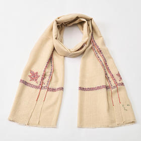 伽罗 JALO 70cm宽边绣克什米尔Pashmina羊绒围巾