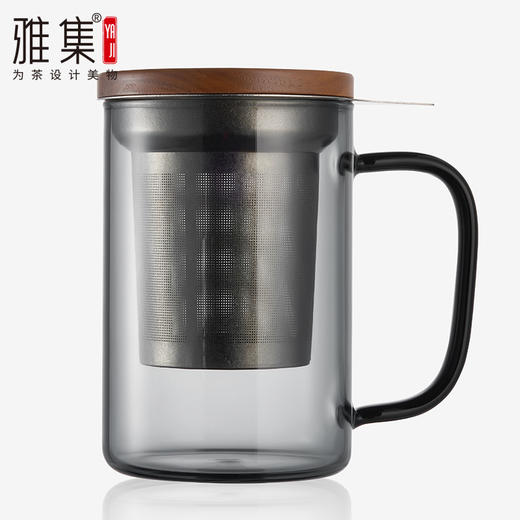 雅集玻璃杯烟灰直觉杯500ml（钛茶隔-木盖款） 商品图2