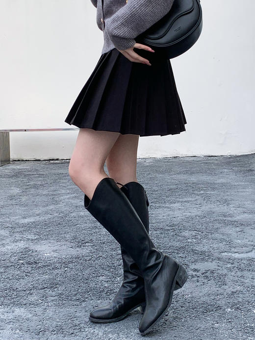 【百图lulu定制】【无龄毛呢百褶裙】高腰  短裙  内有安全裤里衬 A字裙 百褶半身裙 商品图1