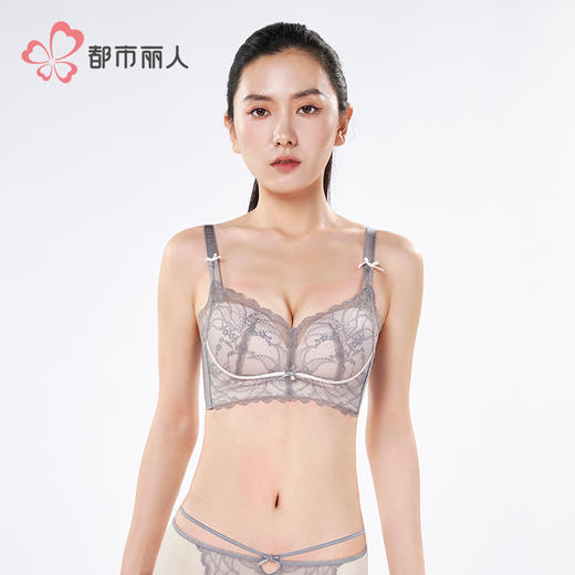 都市丽人内衣B:中厚C:薄蕾丝聚拢升杯无钢圈常规文胸YBH5C3 商品图3