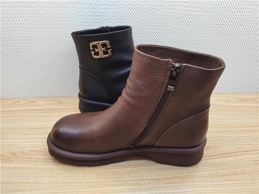 豪行冬季新款22468676M牛皮低跟加绒休闲女靴棉靴短靴 商品图2