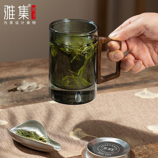 雅集玻璃杯烟灰直觉杯500ml（木盖木把款） 商品图10