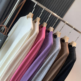 绵羊毛打底！2024简约基础款羊毛无缝一体半高领多色针织毛衣！