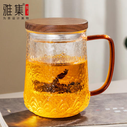 雅集玻璃杯祥云杯450ml（木盖款） 商品图1