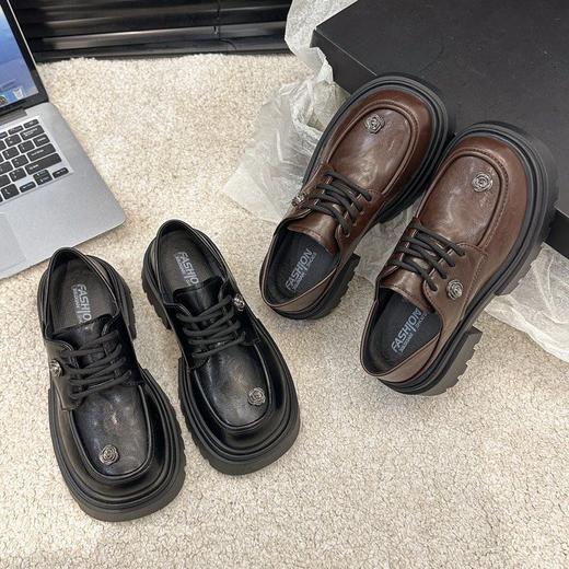 【YW】无忧购2025春季韩版小香风玫瑰花百搭增高系带圆头厚底英伦风小皮鞋H8061（截单后7天发货) 商品图2