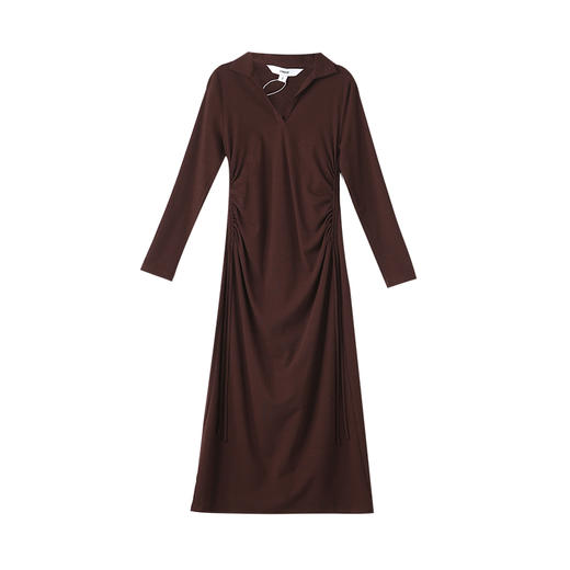 VIMAGE纬漫纪气质女神垂坠修身高腰显瘦深卡其连衣裙2025春季新款V2307920 商品图6