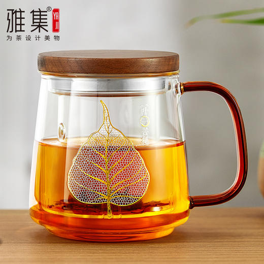 雅集玻璃杯一叶菩提杯500ml（木盖款） 商品图11