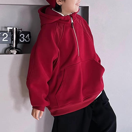 裁缝学苑TQ143加绒插肩袖连帽卫衣纸样儿童半拉链套头衫上衣童装打板裁剪 商品图1