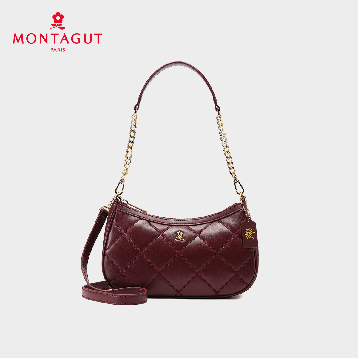 梦特娇2025新品羊皮麻将包斜挎单肩包