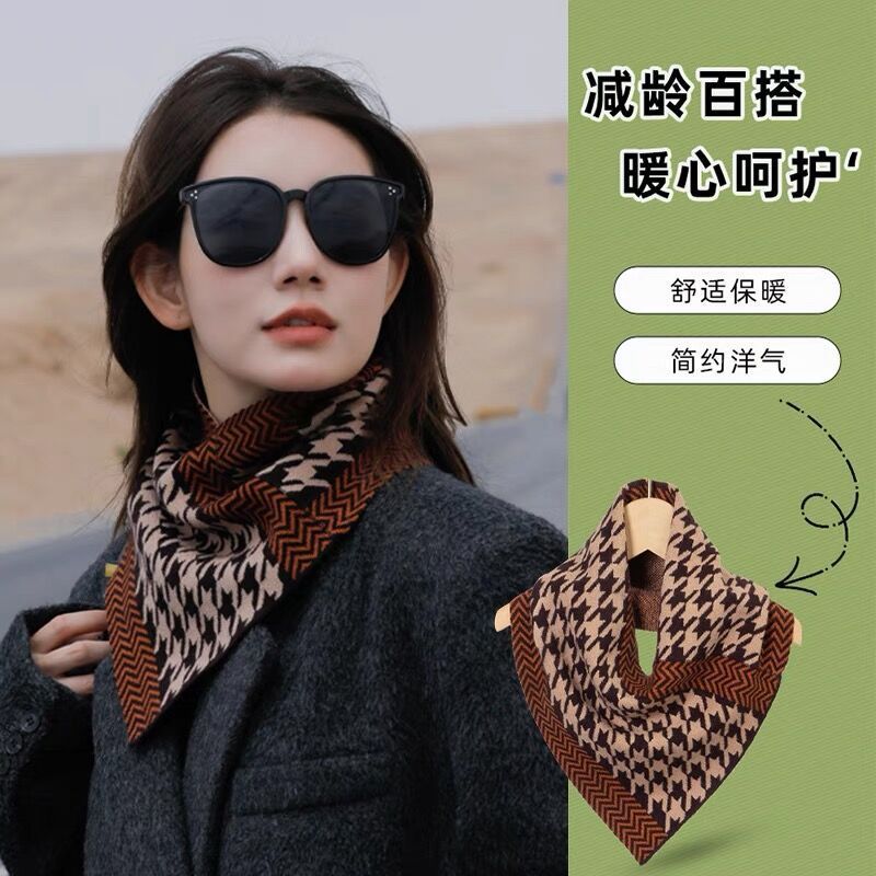「买1送1！9.9到手两条」菲灵新款三角巾围巾女秋冬保暖方巾围脖护颈椎装饰假领子毛线脖套配饰