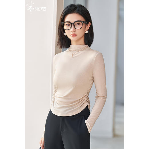 剩S 米思阳2026春季新款轻奢天丝醋酸桑蚕丝长袖T恤软糯舒适质感上衣4940 商品图1