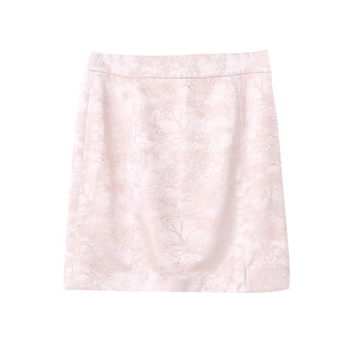 VIMAGE纬漫纪新中式浅粉高腰暗纹印花a字短裙半身裙2025春季新款V2306904 商品图6