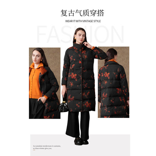 乔万尼新款羽绒服复古高级感立领保暖鸭绒EI4T673 商品图3
