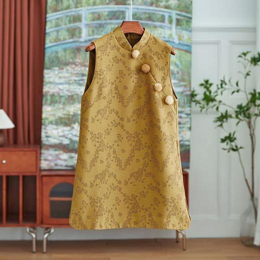 【高货wl】全新升级【铂金会员330/天猫449/差价119】(11428) 洛诗琳重工轻奢提花水貂毛球时尚新中式国风无袖连衣裙 商品图3