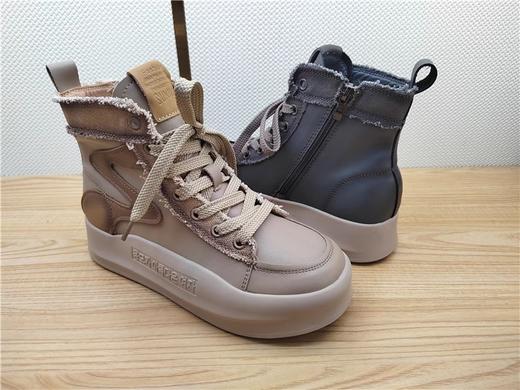 豪行秋冬新款22445017牛皮低跟时尚休闲女靴单靴短靴 商品图1