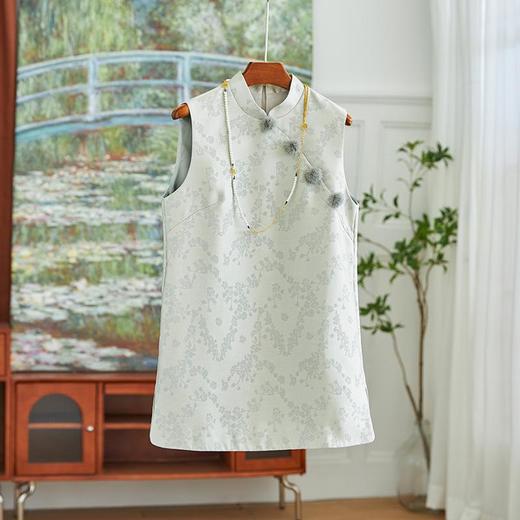 【高货wl】全新升级【铂金会员330/天猫449/差价119】(11428) 洛诗琳重工轻奢提花水貂毛球时尚新中式国风无袖连衣裙 商品图2