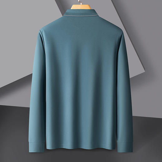 【含桑蚕丝】罗蒙春秋男士商务polo衫男长袖时尚舒适翻领百搭休闲长袖t恤男 商品图6