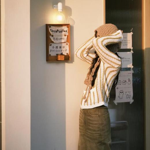 顺丰包邮35827洛诗琳柠黄竖条纹镂空花纱毛织开衫外套295241 商品图3