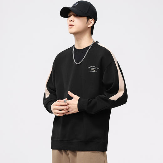 【新款DQ】大依优型大码男装330G重磅圆领卫衣男宽松百搭拼色长袖上衣男士胖子潮流 商品图9