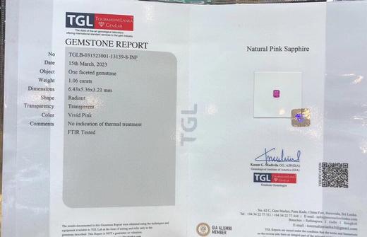 1.06ct刻面粉蓝宝戒指 商品图4