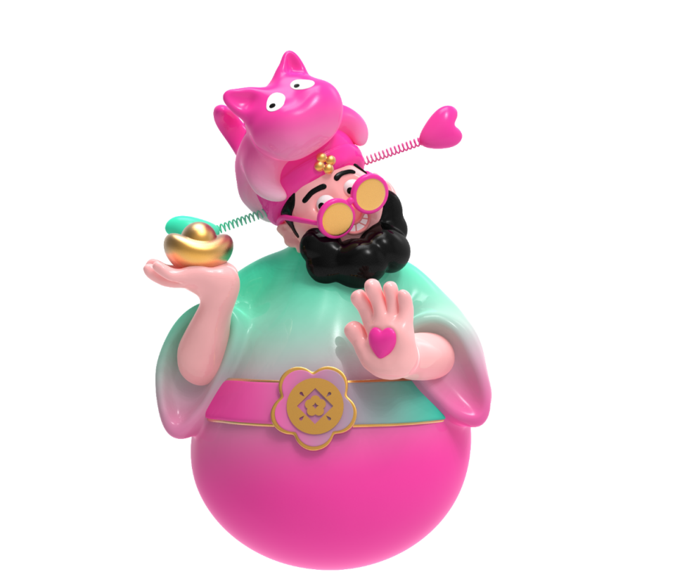 《四喜财神》20cm春色渐变