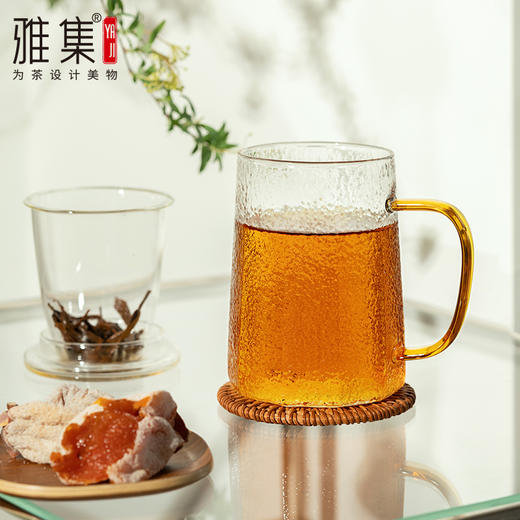 雅集玻璃杯锤纹筑茗杯550ml（琥珀把） 商品图9